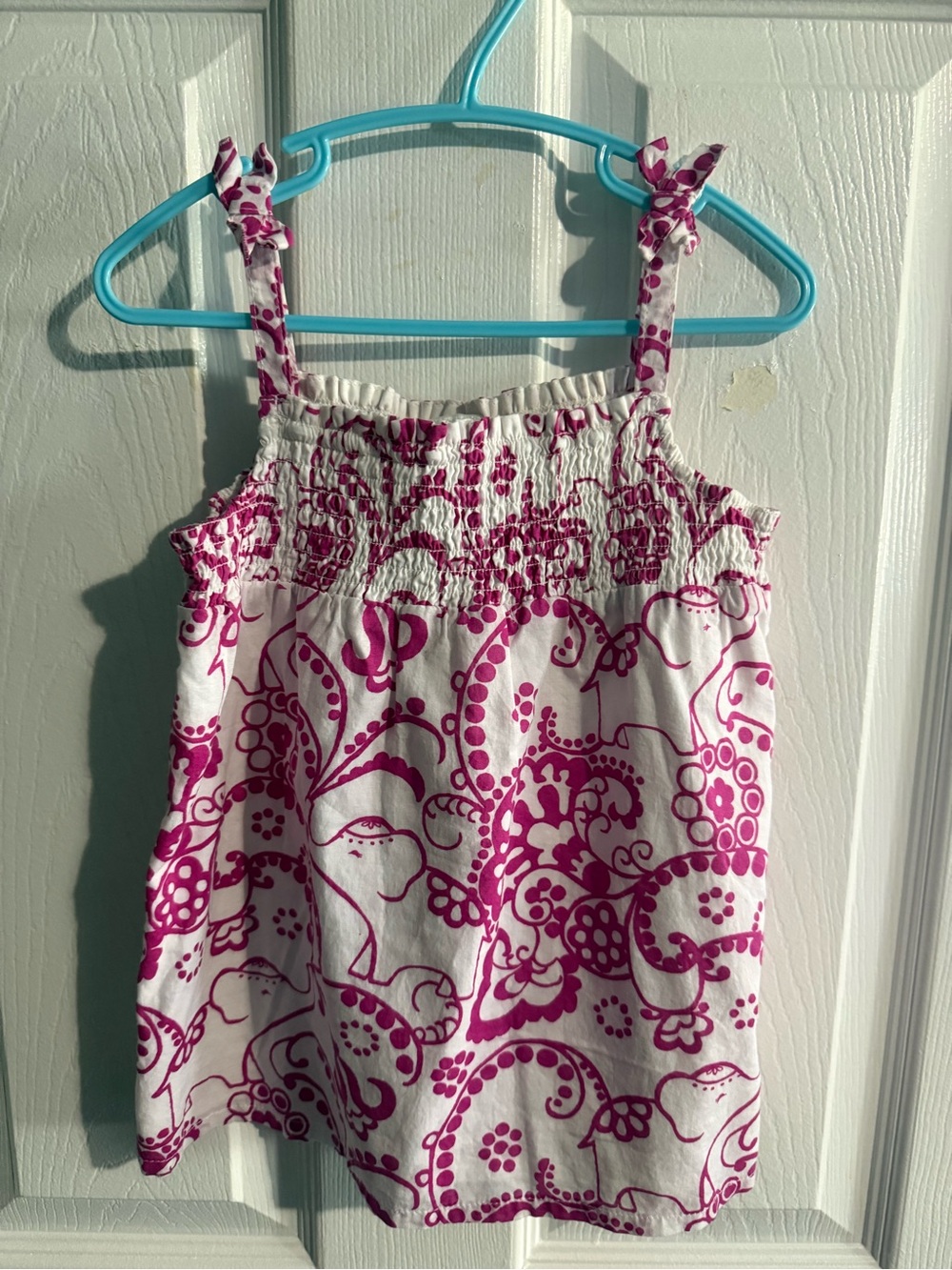 Gymboree White and Fuchsia elephant and print Tank 💗